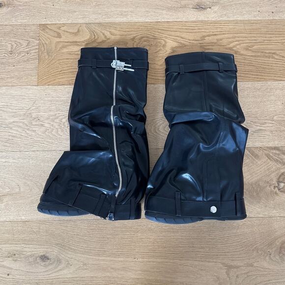 LaShoes - Go Go Slip on Wedge Knee High Heel Boot in Black and Silver - Picture 1 of 5